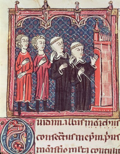 Ms 372 fol.47v修道院的基础，来自Decrets de Gratien 作者 法语学校