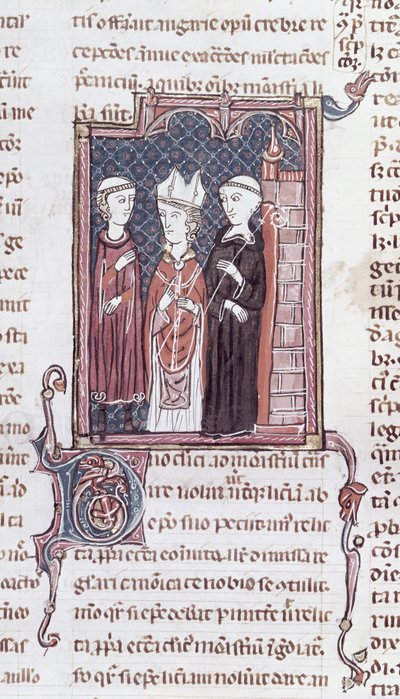 373 fol.51v来自Decrets de Gratien的一位僧侣，一位主教和一位住持 作者 法语学校