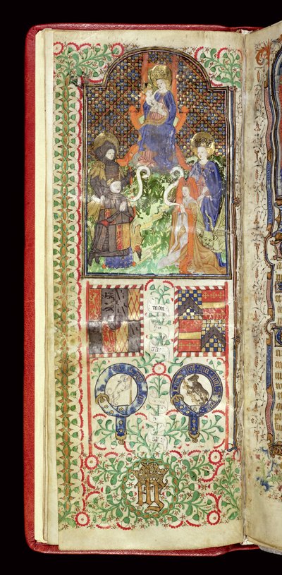 40-1950号女士，f.7v：约翰·塔尔博特（John Talbot）的一本小时书的奉献页面，c.1424 作者 法语学校