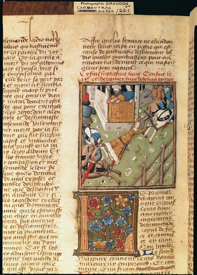 Ms 622 fol.221v来自Des Hommes Illustres的Brunhilda酷刑，第1460页 作者 法语学校