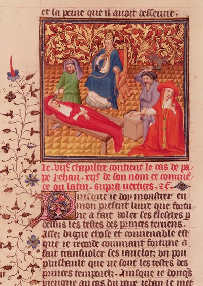 女士Fr.226 fol.253v。教皇约翰十二世在964年返回罗马后惩罚了他的敌人 作者 法语学校