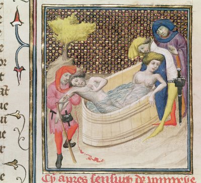 Fr 12420女士Paulina与Seneca一同死于Claris Mulieribus，Giovanni Boccaccio（1313-75） 作者 法语学校