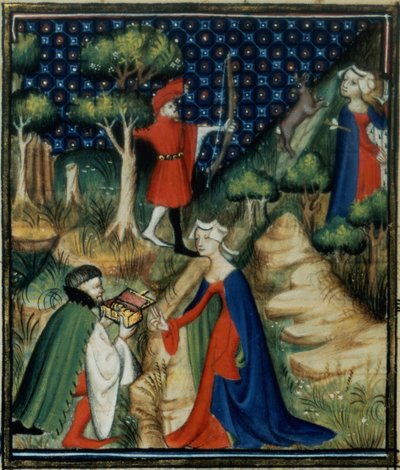 Fr 12420女士fol.139v。 Procris的故事，来自De Claris Mulieribus，来自Giovanni Boccaccio的作品（1313-75） 作者 法语学校