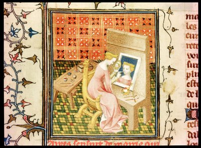 Fr 124220女士fol.101v St.玛西娅（d.632）绘画自画像，来自Claris Mulieribus，来自Giovanni Boccaccio（1313-75） 作者 法语学校