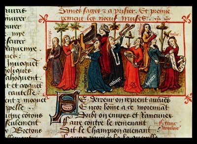 Fr 12476 Fol.109v女士来自Le Champion des Dames的Nine Muses by Martin le Franc（1410-61）1451 作者 法语学校