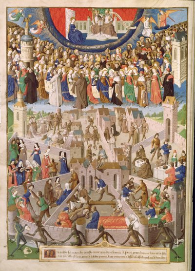 女士18 Fr.3v上帝之城，来自Raoul de Presles的圣奥古斯丁作品的翻译，c.1469-73 作者 法语学校