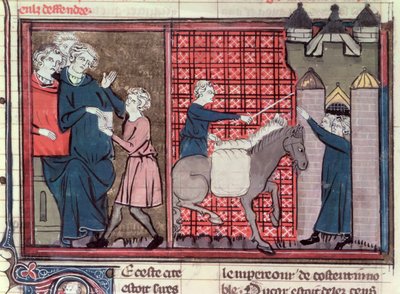 Fr 22495 Fol.37v女士被送去拯救安提阿，来自Le Roman de Godefroi de Bouillon，1337 作者 法语学校