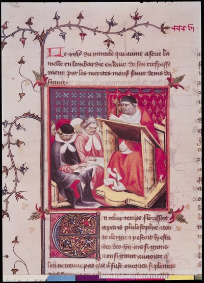 Fr 2608 Fol.295v女士来自法国Grandes Chroniques的巴黎大学教授，c.100 作者 法语学校