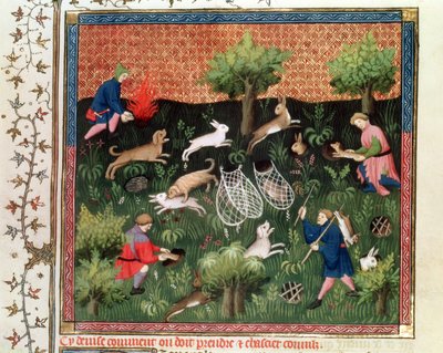 女士616 Fr.92狩猎野兔，来自Livre de la Chasse的Gaston Phebus de Foix（1331-91），15世纪末 作者 法语学校