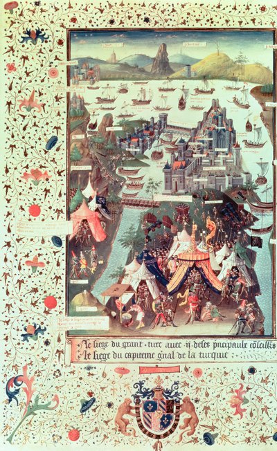 女士9087 f.207v 1453年的君士坦丁堡围城，来自Le Voyage dOutremer by Bertrandon de la Broquiere，c.1450-75 作者 法语学校