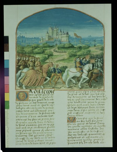 罗伯特·德·博恩（Robert de Boron）撰写的“梅林的故事”中的Fr 91 Fol.81v页，第1482-89页 作者 法语学校