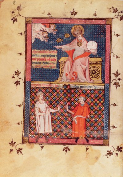 Lat 14023 fol.1v上帝创造医学并为医生提供知识，来自阿维森纳的医学佳能（Ibn Sina）（980-1037），由Gerard de Cremone翻译（1114087）c.1320 作者 法语学校