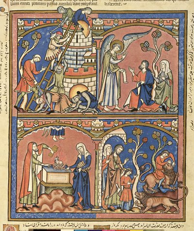 M 638 fol.14r Abimelech和Samson，来自摩根图片圣经，c.1244-54 作者 法语学校