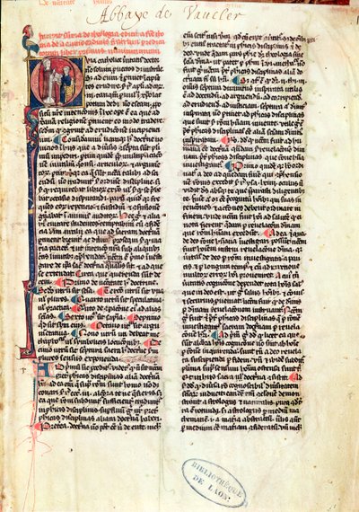 来自St. Thomas Aquinas的Summa神学的de Vauclair 160 Fol.1页（1225-74） 作者 法语学校