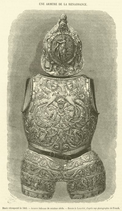 1865 年的回顾博物馆，16 世纪的意大利盔甲（雕刻） 作者 法语学校