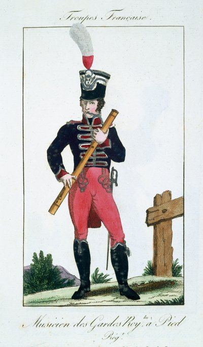 皇家护足的音乐家，来自法国军队，酒吧。在巴黎巴塞特，1790年 作者 French School