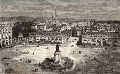 南锡 - 默尔特-摩泽尔 - 镌刻在V.A. Malt-Brown的 "La France illustree: geographie, histoire, administration statistique "中，1884年。 作者 法语学校