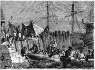 拿破仑战争--1809年英国军队离开沃尔谢伦岛--1809年英国人放弃了荷兰的沃尔谢伦岛--载于阿道夫-梯也尔的《帝国史》，1879年--私人收藏 作者 法语学校