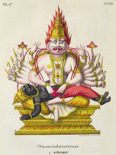Narasimha，由de Marlet雕刻 作者 法语学校