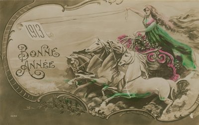 新年贺卡，1913年。1913年发送的明信片。 作者 法语学校