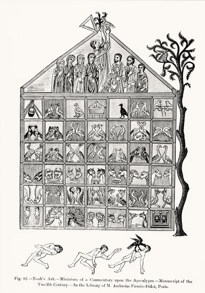 Noahs Ark，“启示录评论”中的缩影，中世纪和文艺复兴时期科学与文学的插图，由Paul Lacroix编写和雕刻，1878年（bw phot 作者 法语学校