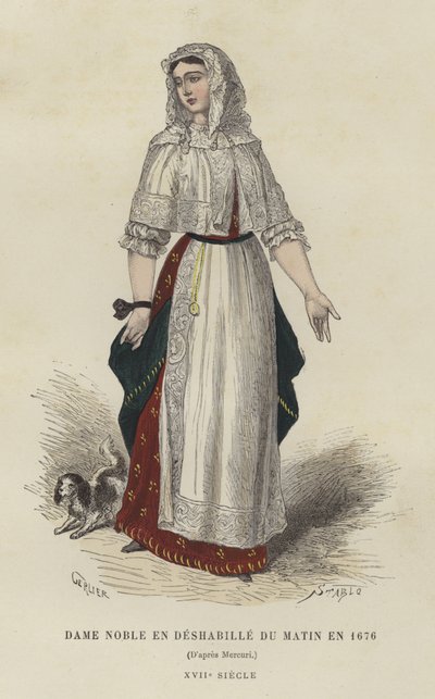 穿着早礼服的贵妇，1676年 作者 法语学校