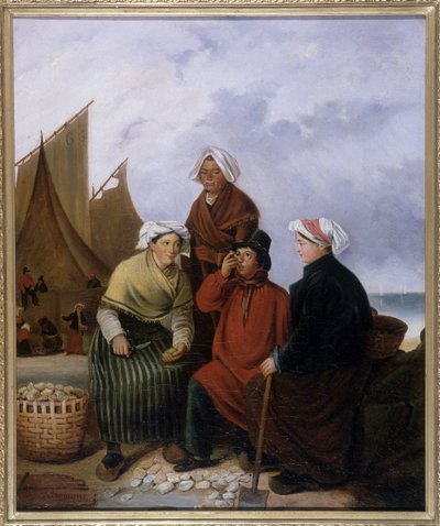 诺曼底，生蚝品尝会 - Francoeur 油画作品 作者 法语学校