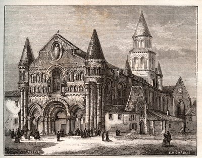 普瓦提埃的圣母院--载于V.A. Malt-Brown的 "La France illustree: geographie, histoire, administration statistique "的雕刻。1884 作者 法语学校