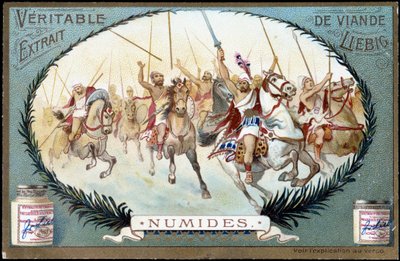 Numidie in Antiquit：Numid 马术比赛。 Liebig 色谱法 19 世纪后期。 作者 法语学校