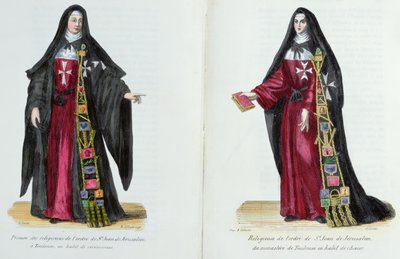 耶路撒冷圣约翰勋章，1842年父亲Helyot的修道院命令的历史和服装插图 作者 法语学校