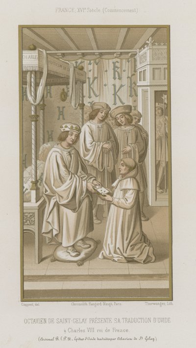 Octavian de Saint Gelais展示了他对Ovid的翻译 作者 法语学校