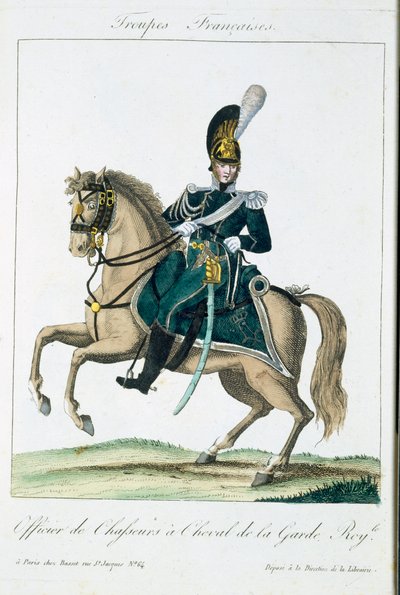 皇家骑兵卫队的官员，来自法国军队，酒吧。在巴黎巴塞特，1790年 作者 法语学校