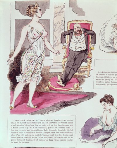 Orgiastic Negligee，来自La Vie Parisienne的插图，c.1870-80（彩色雕刻） 作者 法语学校