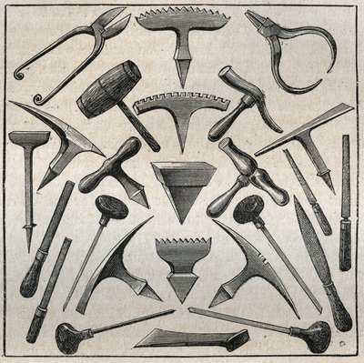 高尔夫球场外。1885年阿道夫-比塔尔在 "艺术与测量图解 "中的版画。 作者 法语学校