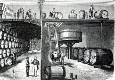 1864年，Le Monde Illustre的波尔多P. Morel和F. Souzac酒窖及工作坊 作者 法语学校