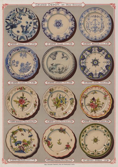来自 Grand Depot de Porcelaines, Faiences et Verreries 目录的页面（彩色石版画） 作者 法语学校