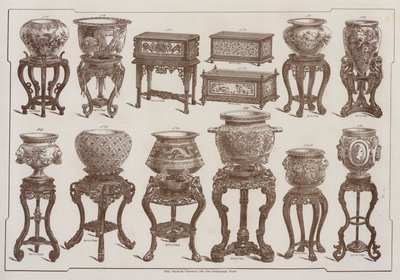 Page from the catalogue of the Grand Depot de Porcelaines, Faiences et Verreries (colour litho) 作者 法语学校