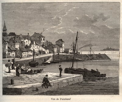 Paimboeuf--卢瓦尔-大西洋地区，位于卢瓦尔河地区--V.-A. Malt-Brown的 "La France illustree: geographie, histoire, administration statistique "中的雕版画。 作者 法语学校