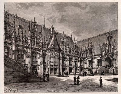 鲁昂司法宫（Palais de justice de Rouen）前诺曼底议会--V.A. Malt-Brown的《法国图解：地理、历史、统计管理》中的雕刻。1884 作者 法语学校