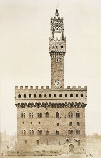 Palazzo Vecchio，佛罗伦萨宫殿，来自中世纪和文艺复兴时期的建筑碎片，由Jules Adolphe Chauvet雕刻（b.1828） 作者 法语学校
