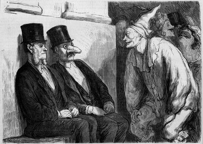 巴黎--歌剧舞会："你玩得太开心了!"Honore Daumier（1808-1879）的漫画。2月22日《世界画报》第567期上的版画。 作者 法语学校