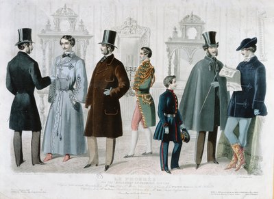 1858年2月，纽约时尚公报的巴黎时装版（彩色版画） 作者 法语学校