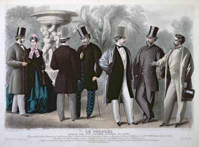 1864年6月Le Progres的巴黎时装板（彩色雕刻） 作者 法语学校