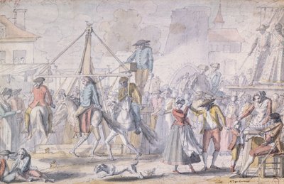 巴黎游乐场，被称为Les Porcherons（铅笔和纸上的卫生间） 作者 French School