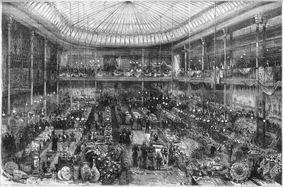 Parisian department stores: view of the Little Saint Thomas store hall in 1878. Engraving by Scott in “” The Illustrous World”” n°1124 of October 12 作者 法语学校