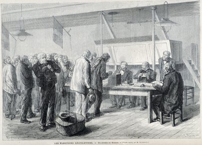 议会选举：1876 年 3 月在“Le Monde Illustré”中的 Beauce 投票站 作者 法语学校
