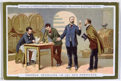 巴斯德发现发酵，Chocolaterie dAiguebelle的广告卡 作者 French School
