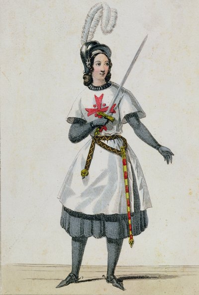 Pauline Garcia-Viardot（1821-1910）在巴黎Theatre Italien的Gioacchino Rossini（1792-1868）的歌剧中担任Tancredi的角色 作者 法语学校