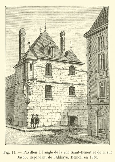 Pavillon是圣伯努瓦街和rue Jacob街的一个langle，取决于修道院，Demoli在1850年 作者 法语学校