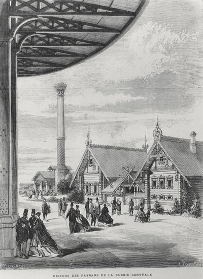 1867年世界博览会俄罗斯馆的农民住房（平版）。 作者 法语学校